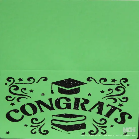 Designer Green/Black Congrats Die-cut Glitter Greeting Card With Envelope {1}