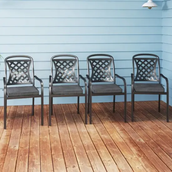 Set of 2 Square Waterproof Seat Chair Cushions Perfect for Dining Chairs or Patio Chairs Grey {3}