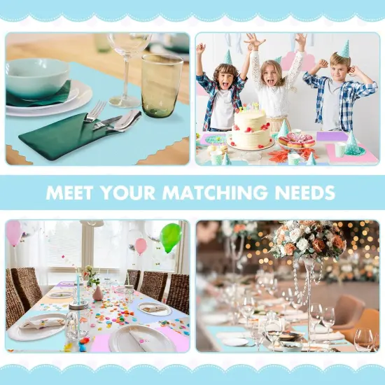 Disposable Paper Place Mats Multicolor Paper Place Mats with Decorative Wavy Scalloped Edge Blank Table Mats for Restaurant Catering Dining Table {5}