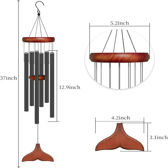 Memorial Wind Chimes, 37'' Sympathy Wind Chimes for Outside, Gifts for Who Loss of Dad Mom Friends, Outdoor Chimes Souvenir Mother, Garden Decor {2}
