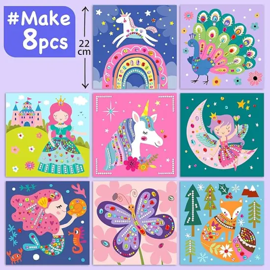 Easy Arts and Crafts for Kids - Fun Gem Sticker Kit - 8 Unicorn Princess Themes, 990+ Stickers - Gem Art for Kids - Diamond Art Kits for Kids - Toys for Boys and Girls Age 3,4,5,6,7,8 {2}
