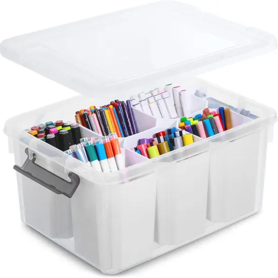 17 QT Plastic Storage Bins Clear Storage Box with Lids {1}