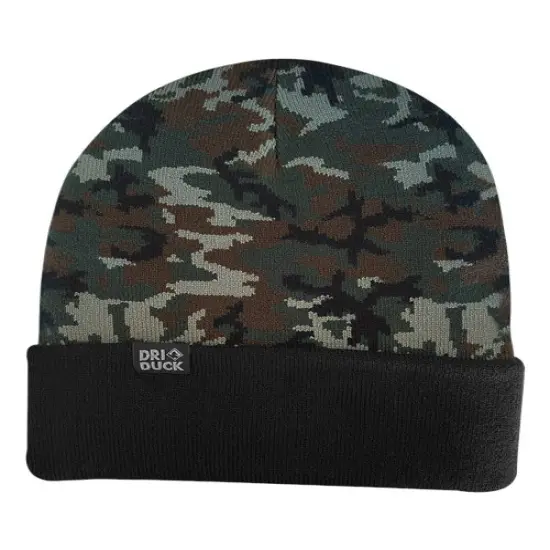 DRI DUCK&reg; Coleman Cuffed Beanie Green Woodland Camo {1}
