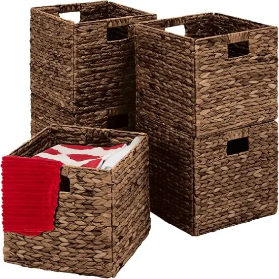 Rustic Handwoven 10.5x10.5in Hyacinth Baskets &ndash; Set of 5 Brown {1}