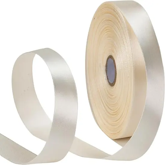 Ivory Ribbon 1 Inch, 50 Yards/roll Solid Satin Ribbon for Gift Wrapping, Bow & Eternal Flower Making, Floral Bouquets, Party Decoration. {1}
