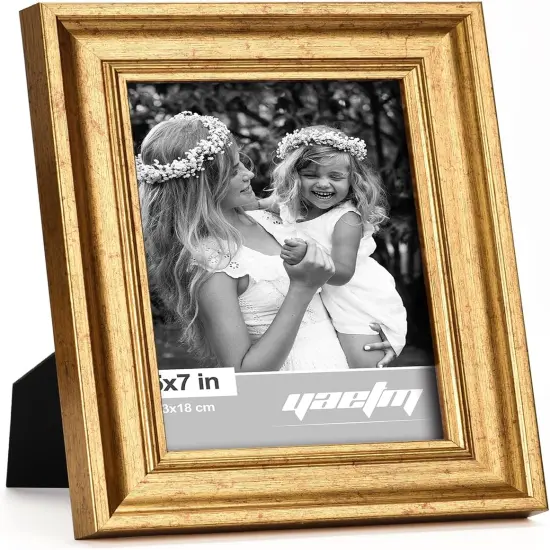 5x7 Gold Picture Frame Set of 4, 1.4&rdquo; Wide Molding & Rustic Gold Photo Frames {2}