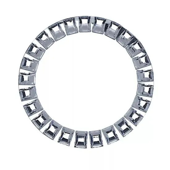 2 Silver 13-Inch Round Glass Diamond Rimmed Charger Plates Dinner Party Supplies {1}