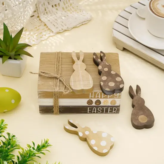 7-Piece Easter Wooden Tiered Tray Decor &ndash; Farmhouse Bunny Set {5}