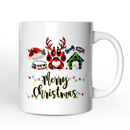 Dog Buffalo Plaid Christmas Mug, Dog Mom Gift {1}
