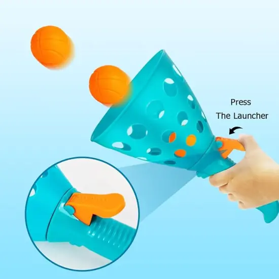 Pop and Catch Ball Game with 24 Balls and 4 Catch Launcher Baskets - Outdoor Indoor Game Activities, Christmas Beach Sport Summer Beach Toys for Kids Ages 4 5 6 7 8 10 12+ {3}