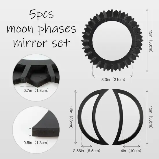 Bohemian 5PCS Wooden and Real Glass Mirror with Crystal Clear Reflection {2}