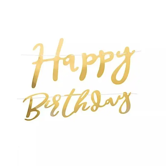 10 feet Gold Metallic Happy Birthday Paper Hanging Party GARLAND Events Supplies {1}