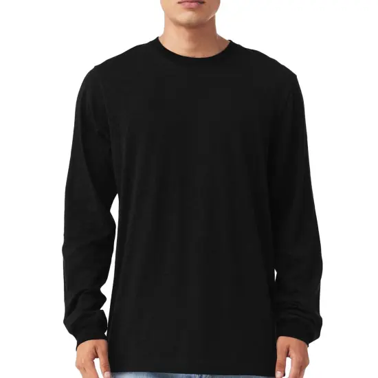 Bella + Canvas Long Sleeve T-Shirt, Men&rsquo;s Heavy Cotton Jersey Tee, Multicolor Black {1}