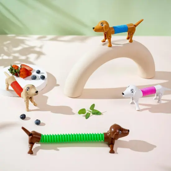 Easter Egg fillers, Dog pop Tubes, Easter Basket Stuffers, Dog fidgets, Stretch Dog Toy, Dog Party Favors,Small Toys,Dog Toys for Kids,Autism Sensory Products（4 Pack Dog） {2}