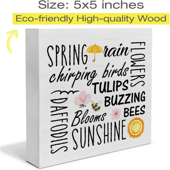 Spring Quote Wooden Box Sign Farmhouse Wood Box Sign Spring {2}