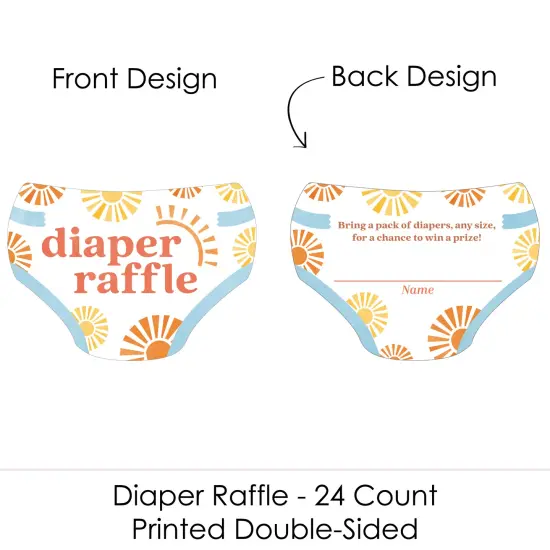 Big Dot of Happiness Retro Sunshine Diaper Raffle Baby Shower Game Ticket Inserts, Boy Boho-Themed Here Comes The Son Party Activities - Set of 24 {3}