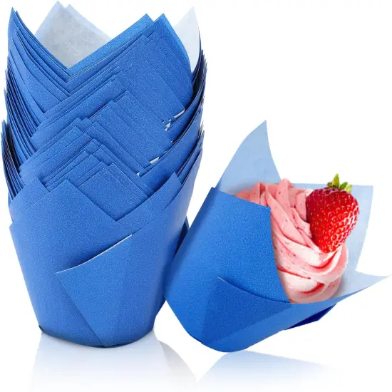 Tulip Cupcake Liners,150pieces Blue Muffin Baking Cups Holders Paper Cupcake Wrappers for Wedding, Birthday, Christmas, Baby Shower Parties {1}