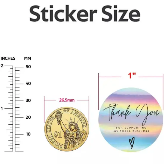 500Pcs Self-Adhesive Thank You Stickers for Small Business Rainbow Holo Stickers {3}