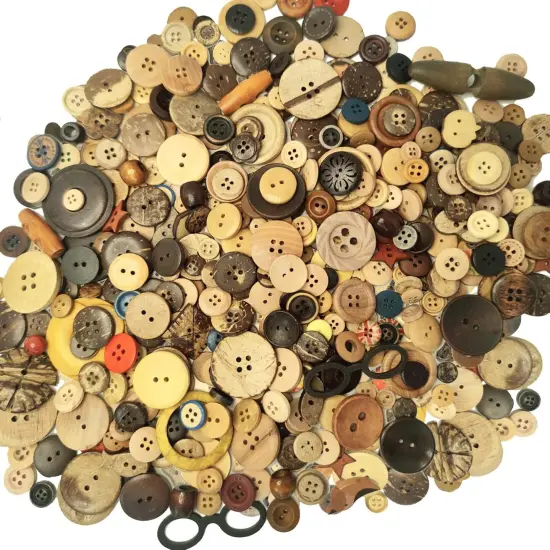 Mixed Vintage Wood Buttons for Crafts,Assorted Shapes Bulk DIY Sewing {1}