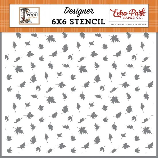 Winnie The Pooh Autumn Stencil 6"X6"-Fall Vibes Only Leaves {1}