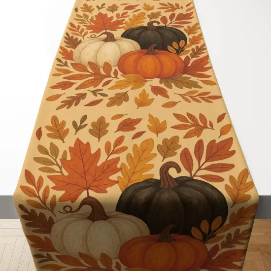 Pumpkins Leaves Table Runner - Fall Decorations {1}