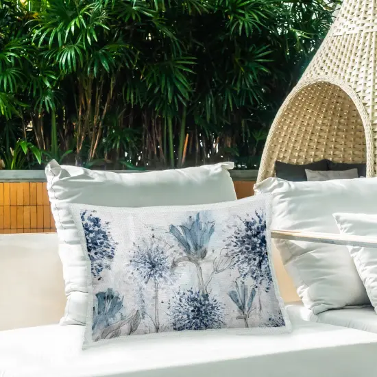 Stupell Industries Blue Abstract Dandelions Outdoor Pillow, 14 x 7 x 20 {2}