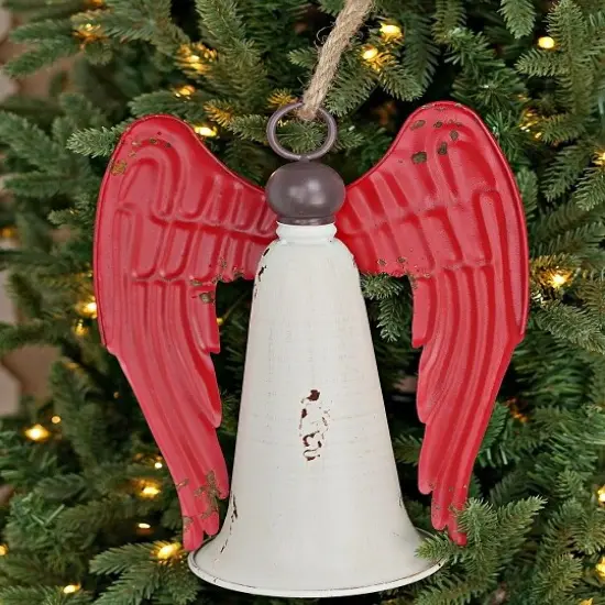 Distressed Metal Angel Bell | Rustic Christmas Decor-M10825 {3}
