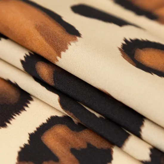1 Yard Digitally Printed Silk Charmeuse Italian Natural Brown Animal Abstract Design - 55 Inches {3}