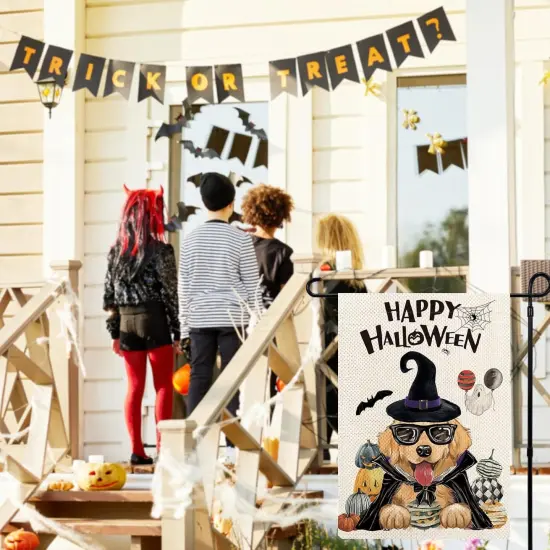 12x18 Inch - Golden Retriever Happy Halloween Garden Yard Flags(Golden Retriever) {3}