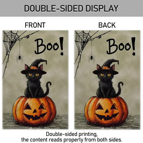 Halloween Garden Yard Flag Vertical Double Sided Black Cat 12x18 Inch {1}