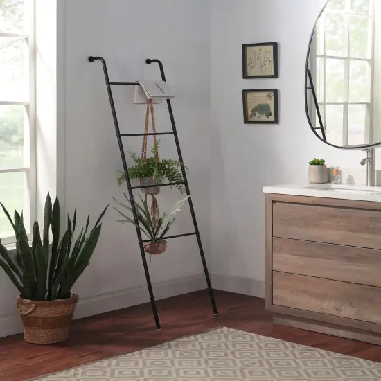 Classic Home, Bath, Bedroom, Closet Leaning Ladder Rack Black {2}