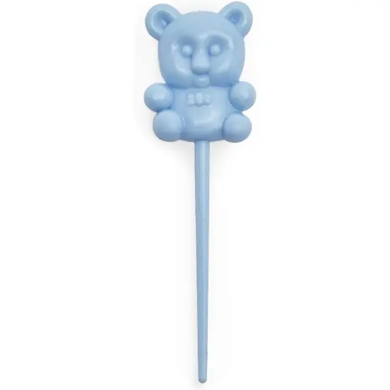 Blue Teddy Bear Cupcake Toppers, Baby Shower Decorations (0.85 x 3 In, 100 Pack) {4}