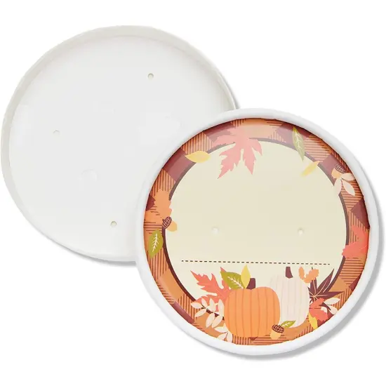 Sparkle and Bash 24 Pack Thanksgiving Leftover Containers with Lids, 12 oz Kraft Paper To-Go Cups for Hot and Cold Food, Disposable Fall Food Containers for Soups, Sides, and Desserts Brown {6}