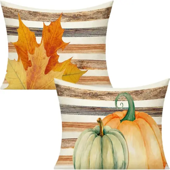 Set of 2 Thanksgiving Throw Pillow Covers Decorative Lumbar {1}