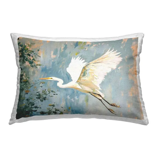 Stupell Industries White Heron in Flight Outdoor Pillow, 14 x 7 x 20 {1}