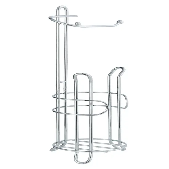 Freestanding Toilet Paper Holder with Storage Silver {4}