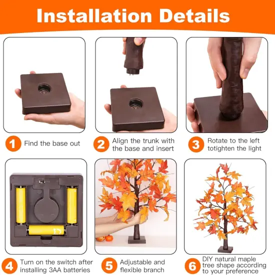Battery Operated Lighted Tabletop Artificial Tree with Pumpkin Acorn Maple Fall(Style 3) {3}