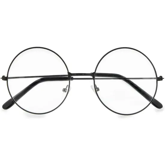 4 Pack Fake Round Wizard Glasses for Halloween Magic Party Costumes Eyewear Accessories Favors, Black {4}