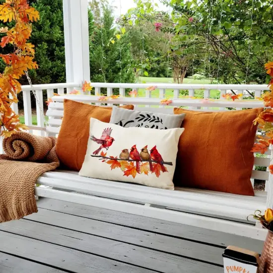 Maple Leaves Decorative Autumn Thanksgiving Harvest Lumbar Cushion Case Decor {4}