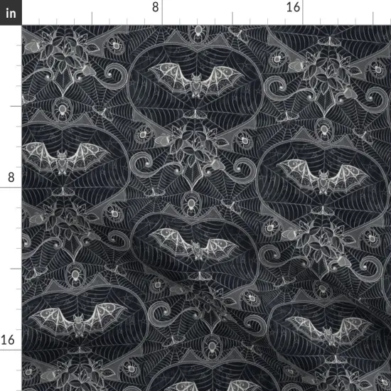 Various Fabrics by the Yard or Fat Quarter Spiderweb Damask Halloween Cobwebs Gothic Spooky Autumn Fall Custom Printed Fabric by Spoonflower {2}