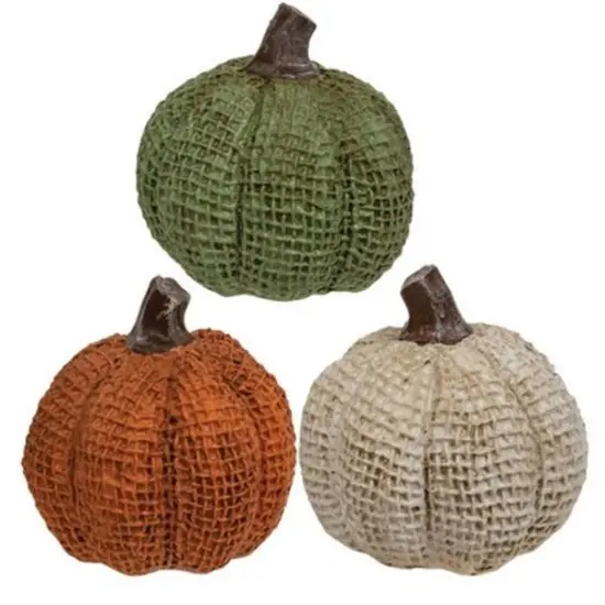 Fabric Resin Pumpkins with Woven Texture Decor 3 Asstd. {1}