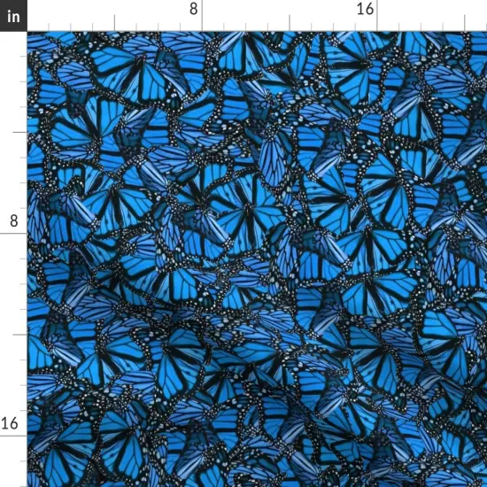 Various Fabrics by the Yard or Fat Quarter Blue Butterflies Butterfly Monarch Kids Cobalt Black Spring Insect Custom Printed Fabric by Spoonflower {2}