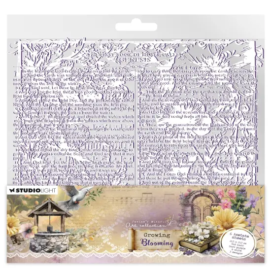 Jenine's Mindful Art Acetate Sheets 6/Pkg-White & Dark Purple, Growing & Blooming {1}