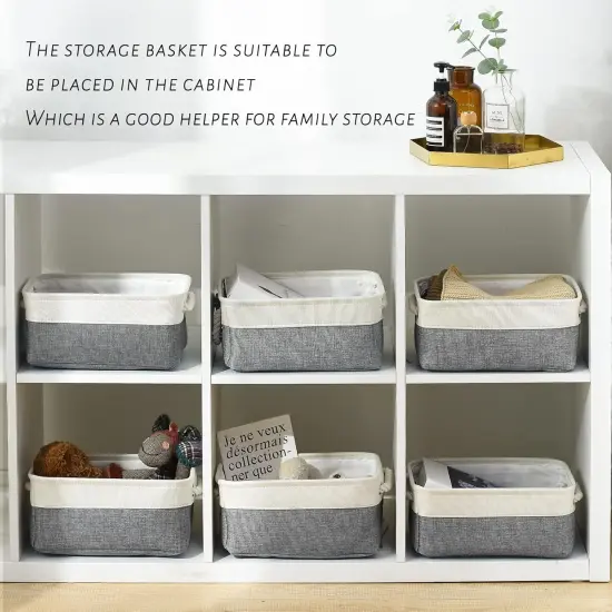 Storage Baskets for Shelf 6 Pack Canvas Storage Basket with Handles {3}