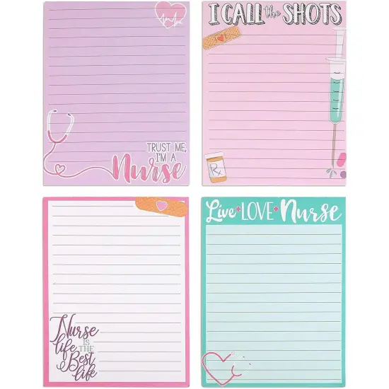 Writing Note Pads for Nurse Appreciation Gifts (4.25 x 5.5 In, 4 Pack) Multicolor {1}