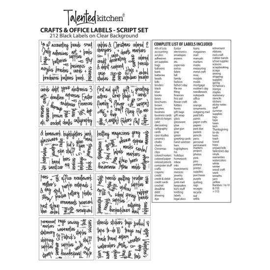 Talented Kitchen 212 Office and Craft Labels, Preprinted Water Resistant Stickers for School Classroom and Home Organization {6}