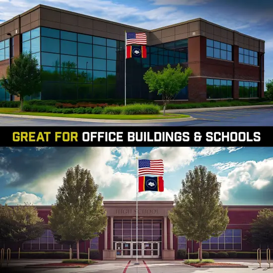 G128 Combo Pack: 20 Ft Telescoping Aluminum Flagpole (Silver) & American and Mississippi Magnolia Flags 3x5 Ft, Both ToughWeave Series Embroidered Polyester | Pole with Flags Included {5}