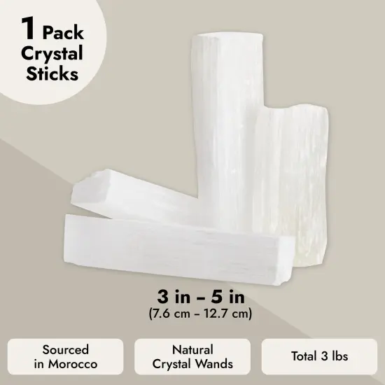 Selenite Wands Bulk, Large Healing Crystals Sticks for Meditation (3-5 in, 3 lbs) {5}