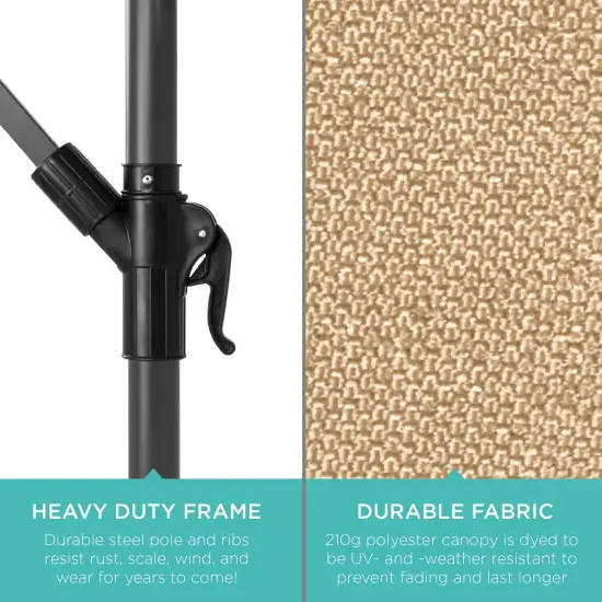 Best Choice Products 10ft Offset Hanging Outdoor Market Patio Umbrella w/ Easy Tilt Adjustment Sand {6}