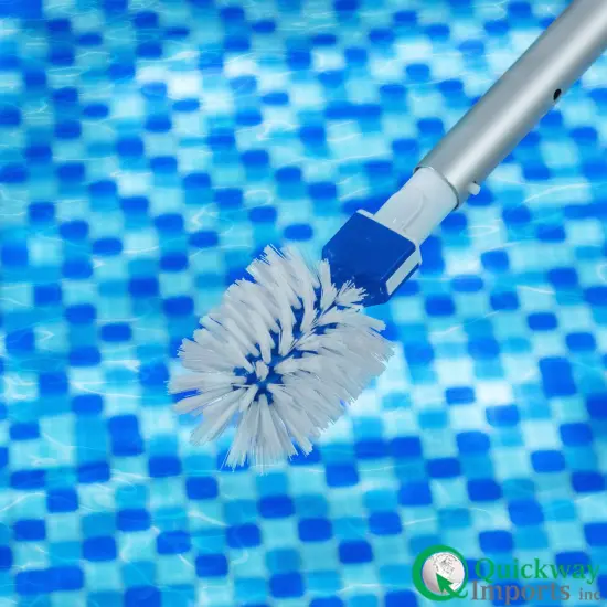 Quickway Imports Round Pool Corner and Step Brush Head Fine Bristle Scrub for In-Ground & Above-Ground Swimming Pools Spas Hot Tubs & Tight Spaces Fits Standard Poles with Easy Clip Handle Attachment {4}